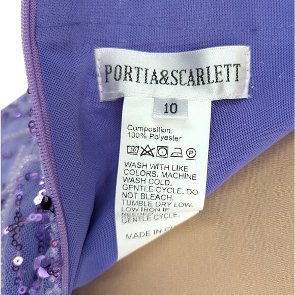 Portia & Scarlett PS23136 Purple Sequin Mini Dress Size 10 Prom Homecoming NWT - Picture 7 of 7